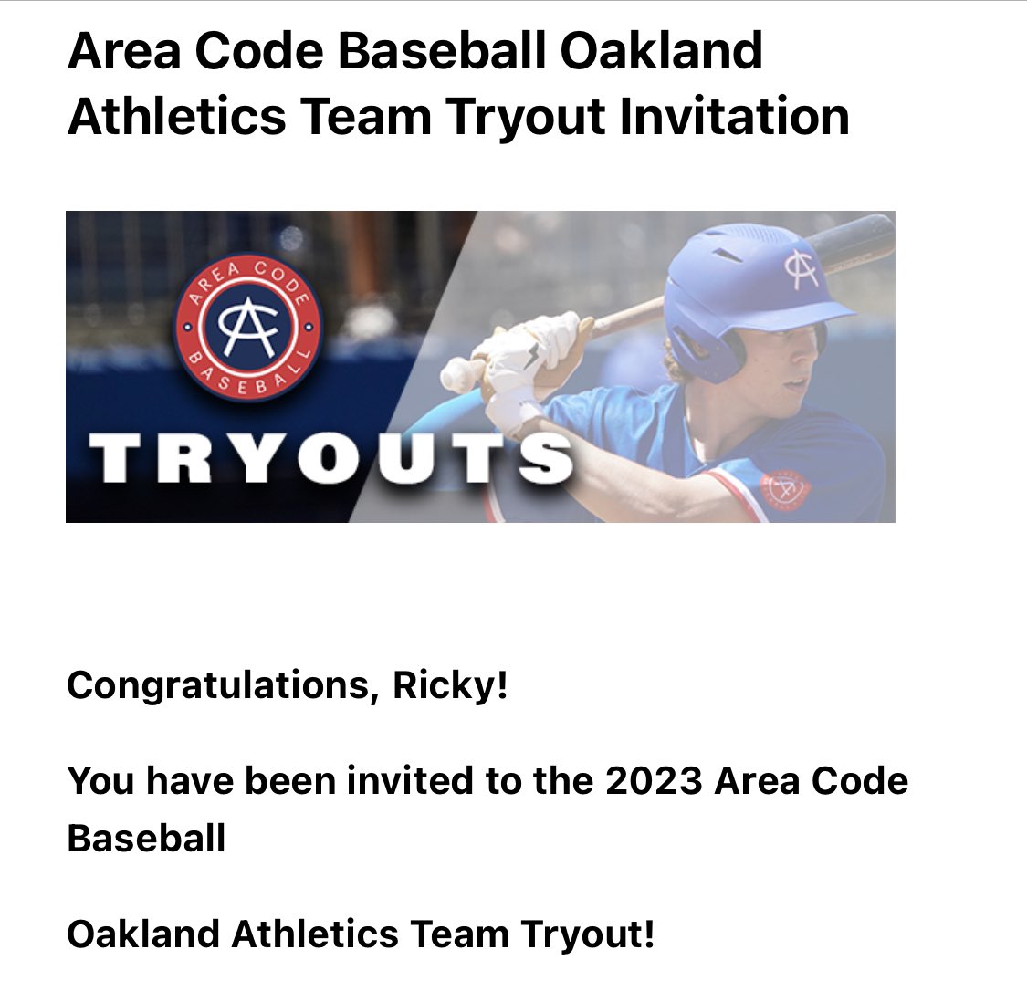 Honored to receive an invite to the 2023 Area Code Tryout. Can’t wait to compete! <a href="/ACBaseballGames/">Area Code Baseball</a> <a href="/CB_Basebll/">CB Baseball</a> <a href="/henning_drew/">Drew Henning</a>