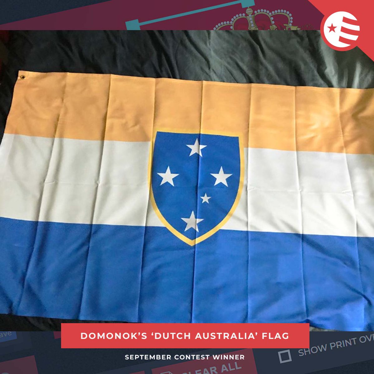 FlagmakerPrint's tweet photo. Our flag design contest ends in three days! This month's theme is open, you can submit any flag design or idea Submit on Discord:  https://t.co/NwbZ0vaBL4. There's only one rule in Flagmaker Fight Club - The winner each month gets a free flag! #vexillology #flag #design #contest https://t.co/n9oXdfMjxt