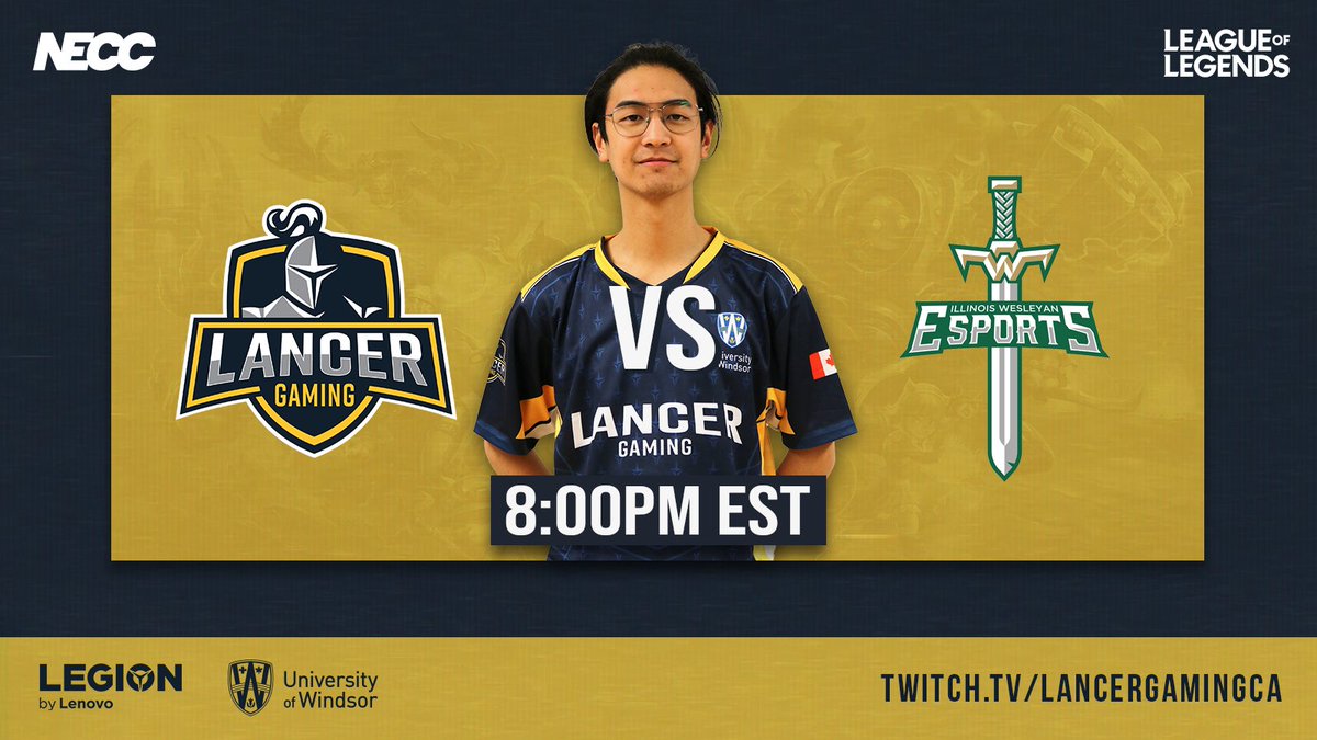 LancerGamingCA's tweet image. Happy Hump Day! 🐫

#LancerLoL (7-1) look hold on to the 🔝 spot in  @neccgames Champions Great Lakes Division!

🆚 @IWUEsports (5-2)
⏰ 8:00pm EST

Watch live at:
💻 twitch.tv/LancerGamingCA

#LancerGaming | #LanceOnThem🤺