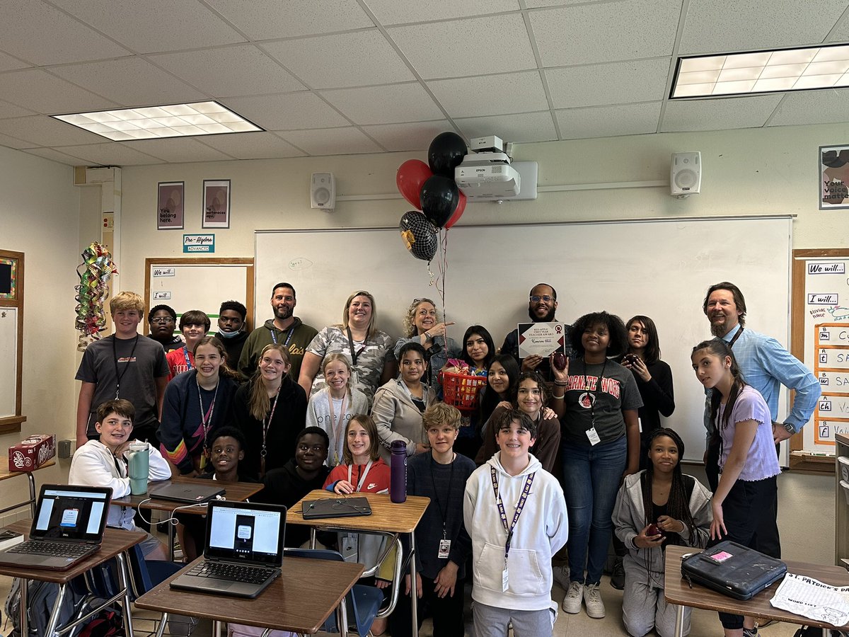 So proud of our Red Apple Teacher of the Year for LHJH, Kameron Hill! He is an amazing role model and fantastic addition to the LHJH Wildcat family! @LakeHighlandsJH @mrrustin #elevateLHJH @LHLCinRISD #RISDbelieves