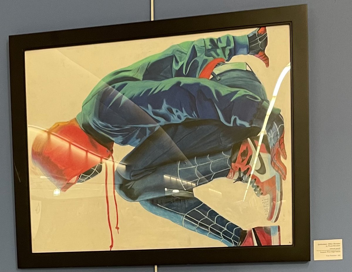 IWHSraiders's tweet photo. Three IWHS students entered artwork in the KCC Juried High School Art Show. Congrats to Wyatt Herscher on winning one of the People’s Choice Awards! Great job Alexa Guzman, Aubrie Pheifer, &amp; Wyatt Herscher on representing our school! #iwhsraiders #iwraiders https://t.co/CwnLriYUk7