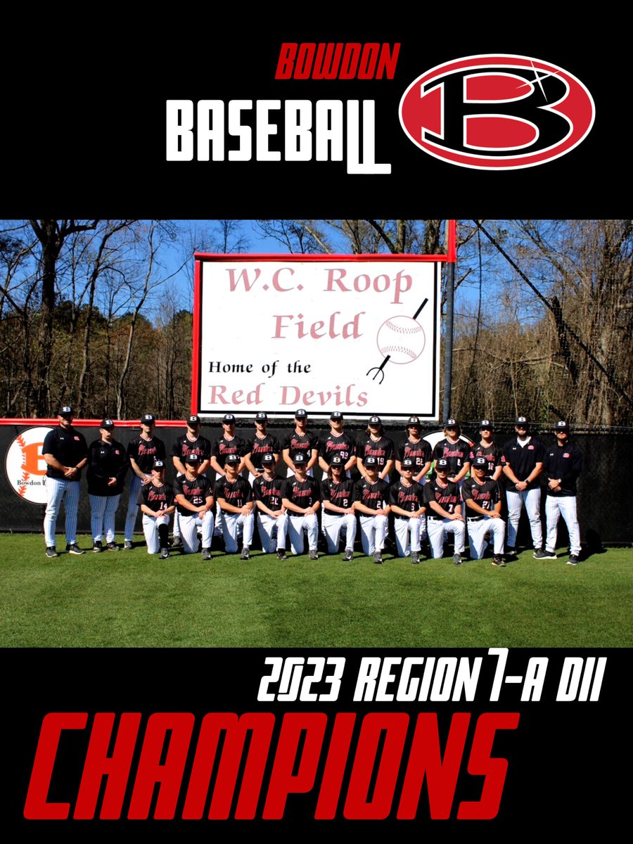 bowdon_baseball's tweet photo. 2023 Region Champs!! Proud of these players and coaches. First region championship since 2016!! 

@GradickSports @HT_S_M @TheMorningFive @BowdonAD @BowdonHigh @TheCoachesBoxGA @TuckerCole11 https://t.co/Mj7UvC9fJc