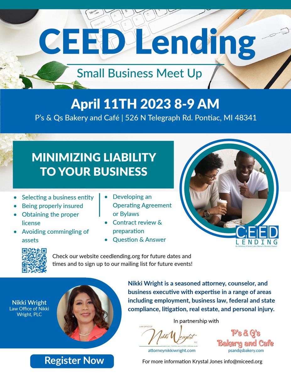Hot off the presses! We are looking forward to hosting the magnificent, Attorney Nikki Wright, on April 11th as our upcoming Business Meetup. Mark your calendars and join us for a great time of learning and networking!

#businessmixer #Businesslaw #CassTechAlumni