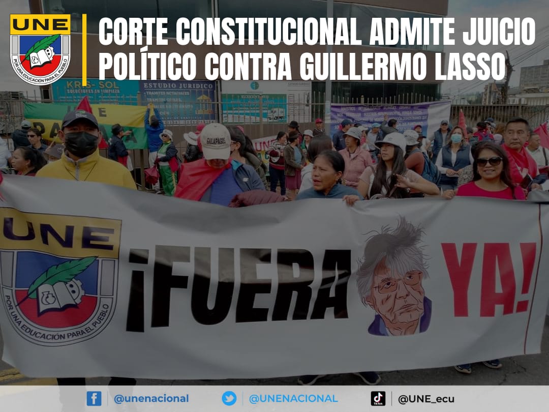 UNENACIONAL's tweet photo. 🔴 #ATENCIÓN| La 
@CorteConstEcu
 admite #JuicioPolitico contra @LassoGuillermo. Momento de fortalecer la unidad y lucha de los pueblo.

#FueraLassoYa
#JuicioPoliticoALasso https://t.co/rOtKXvTNax