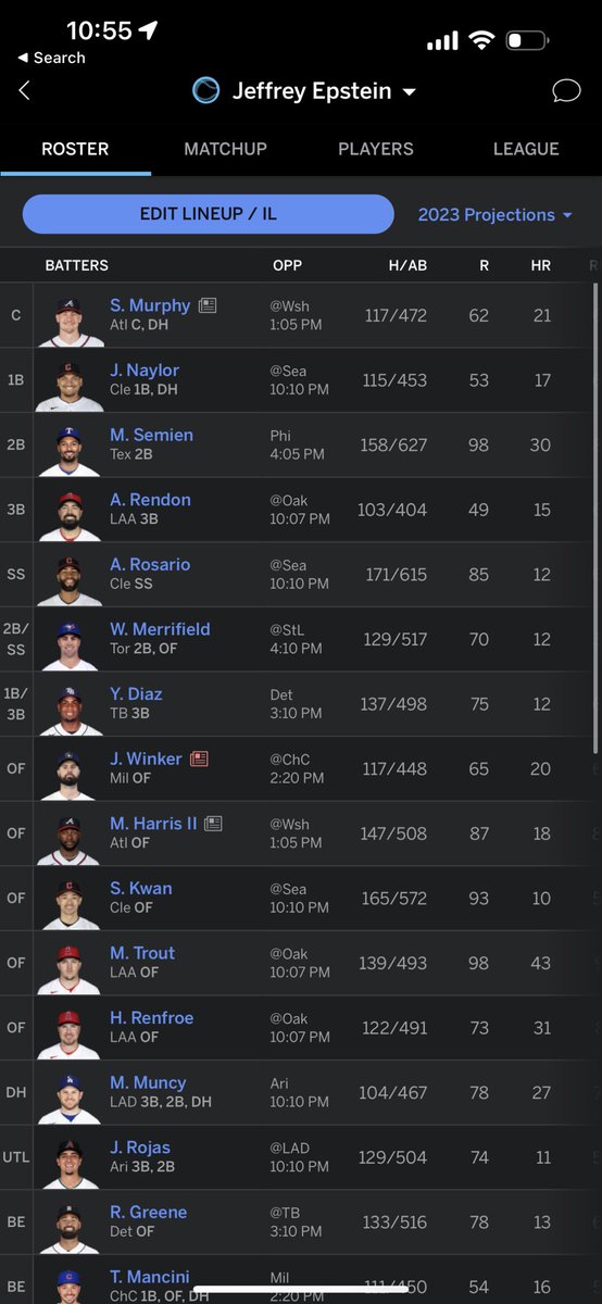 peteymils's tweet photo. Help! Do I trade hunter renfroe for Tovar if it’s category scoring and this is my team #fantasy #fantasybaseball #mlb #immediately #help #baseball #russia #ukraine #putin #usa #tiktokban https://t.co/VHYEkjW0x4