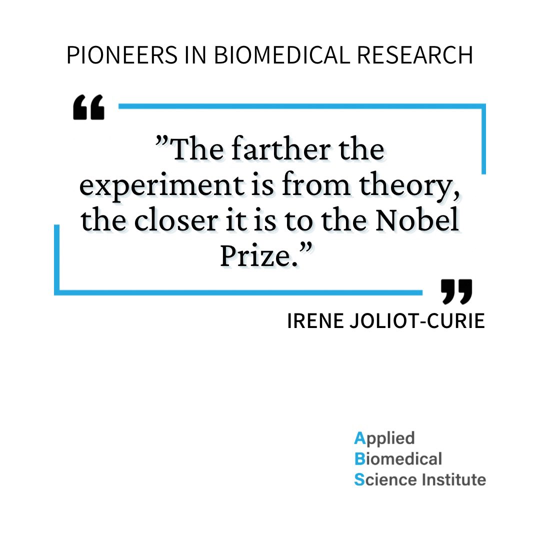ABS_Institute's tweet photo. “The farther the experiment is from theory, the closer it is to the Nobel Prize.”
-IRENE JOLIOT-CURIE
#biomedical #scientificresearch #irenejoliotcurie #NOBELPRIZE https://t.co/sz4Bw0P9Wu