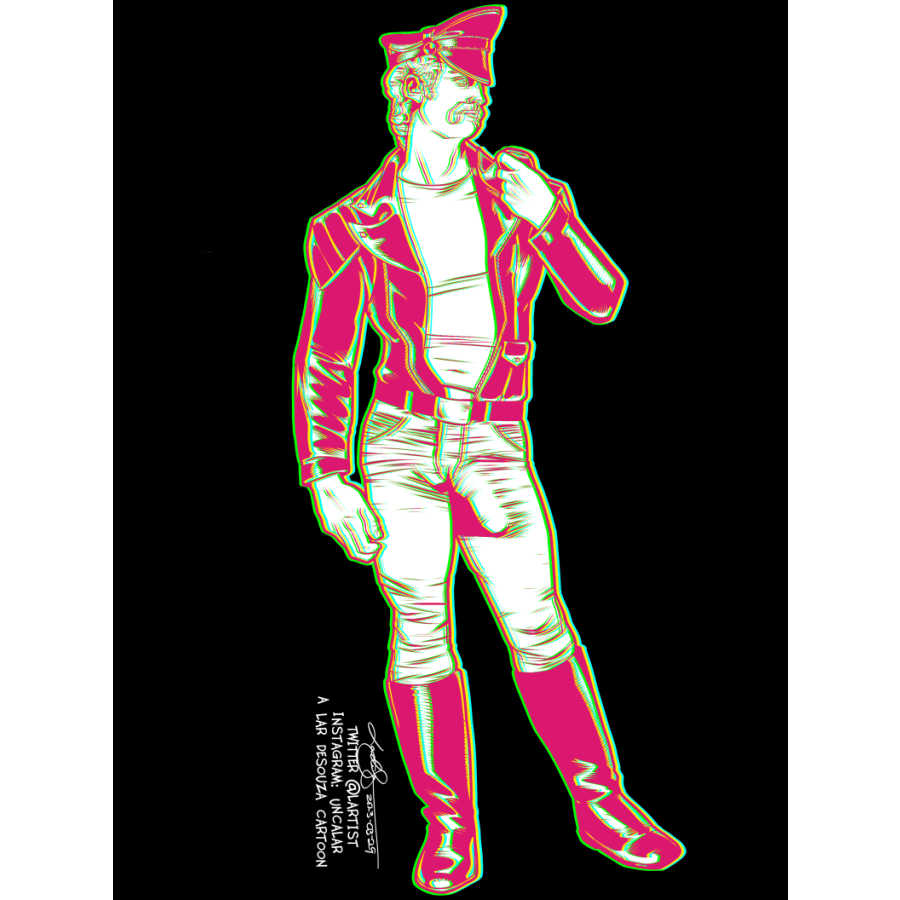 Cartoon: A fully dressed Michelangelo's David. Ergo, he's totally decent now, right? Also a continuation of yesterday's Tom of Finland homage. Enjoy! Share!