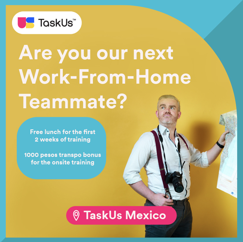 TaskUsMexico's tweet photo. Do you have what it takes to be our next Work-From-Home teammate? Join Us and experience the #PeopleFirst culture of TaskUs Tijuana!

You + Us = Ridiculously Amazing Benefits https://t.co/EQsvxSescb