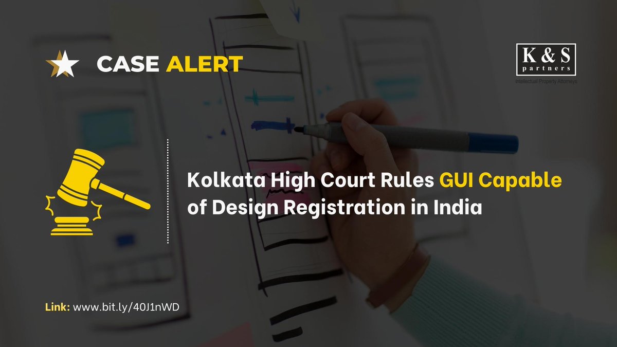 kandspartners's tweet image. Case Alert

Kolkata High Court Rules GUI Capable of Design Registration in India.

Read more: bit.ly/40J1nWD

#designs #designregistration #india #singapore #touchscreen #intellectualproperty #ipr #design