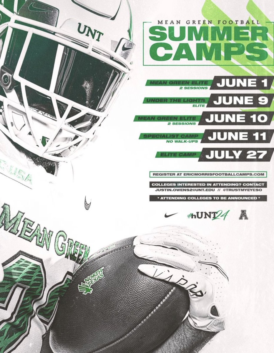 Thank you to @TrustMyEyesO and @MeanGreenFB for the camp invite, I can’t wait to come compete! @YVQBacademy @Th3ShawnLewis @CoachShawnBell @ronwhitcomb @quarterbackmag @QBHitList