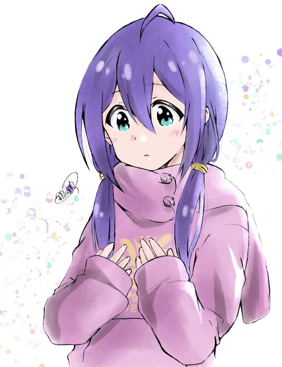 mochizuki anna 1girl solo ahoge purple hair long hair twintails hair between eyes  illustration images