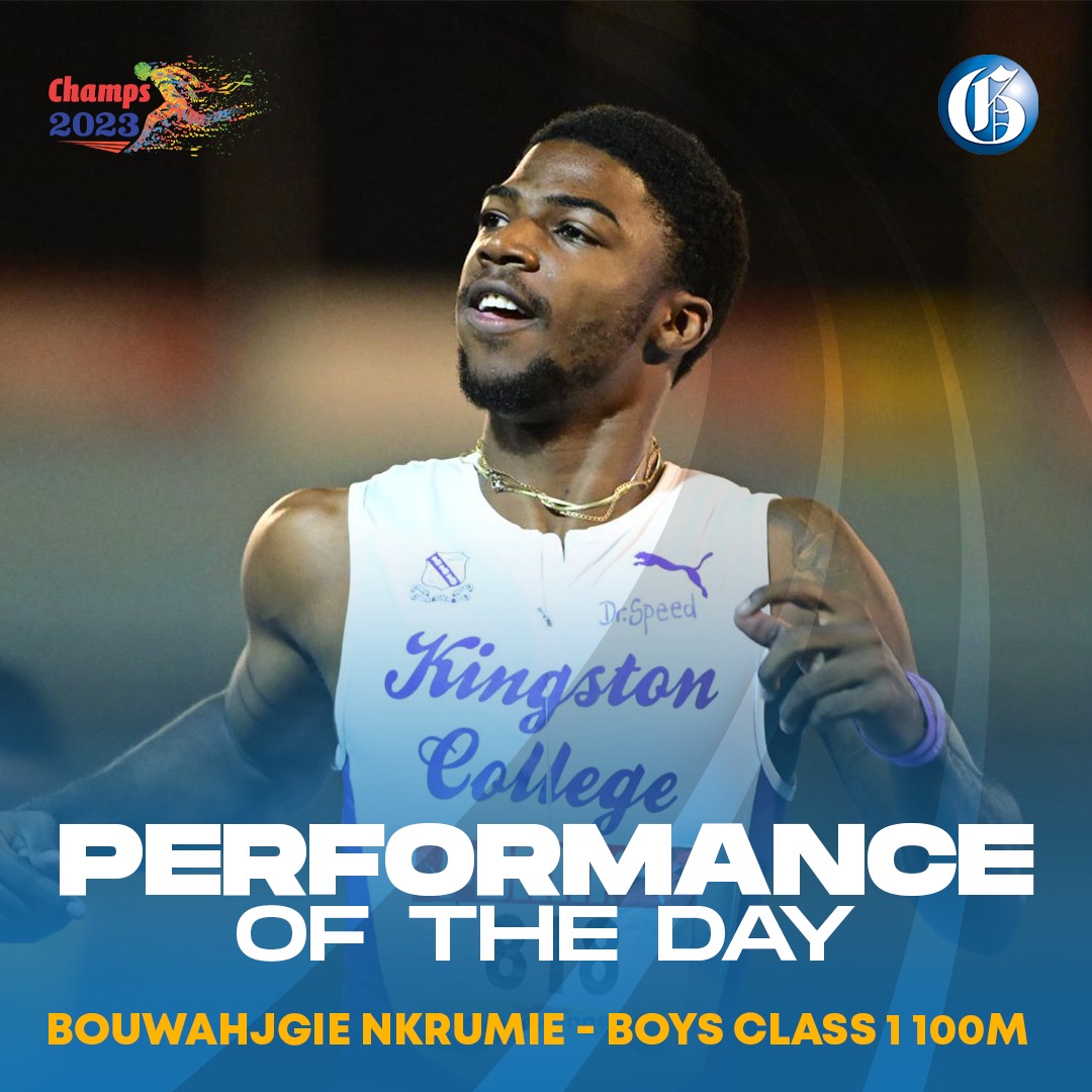Following his record-breaking performance in the semis, Kingston College's Bouwahjgie Nkrumie saved the best for last, becoming the first athlete to go sub-10 over 100 metres at the ISSA/GraceKennedy Boys and Girls’ Athletics Championships.

Read more: jamaica-gleaner.com/article/sports…