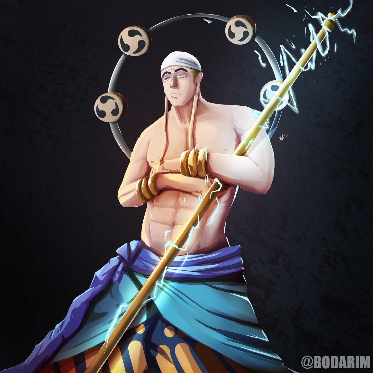Bodarim's tweet photo. I've been watching a lot of One Piece, Had to do some fanart of Enel!!  ⚡⚡⚡

#ONEPIECE #fanart https://t.co/WAQQMYKJxg