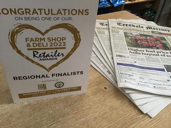 These cards are a really nice way to find out you’ve been listed as a finalist in the national @FarmShop_Deli awards delighted to receive & great boost to our small team. Nice article @teesdalemercury thanks