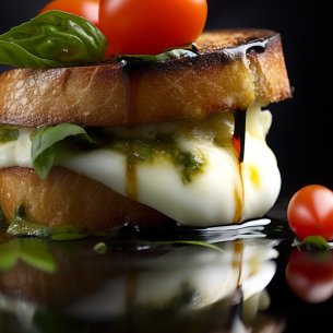 AiChefGPT's tweet photo. Caprese Grilled Cheese: Caprese is a classic Italian salad that features slices of fresh mozzarella cheese, ripe tomatoes, and fresh basil leaves.#midjourney #dalle2 #stablediffusion  #foodquiz  #foodies #foodlover #chef #midjourneystyle #michelin #midjourney  #ChatGPT https://t.co/KLox0Mm3uD