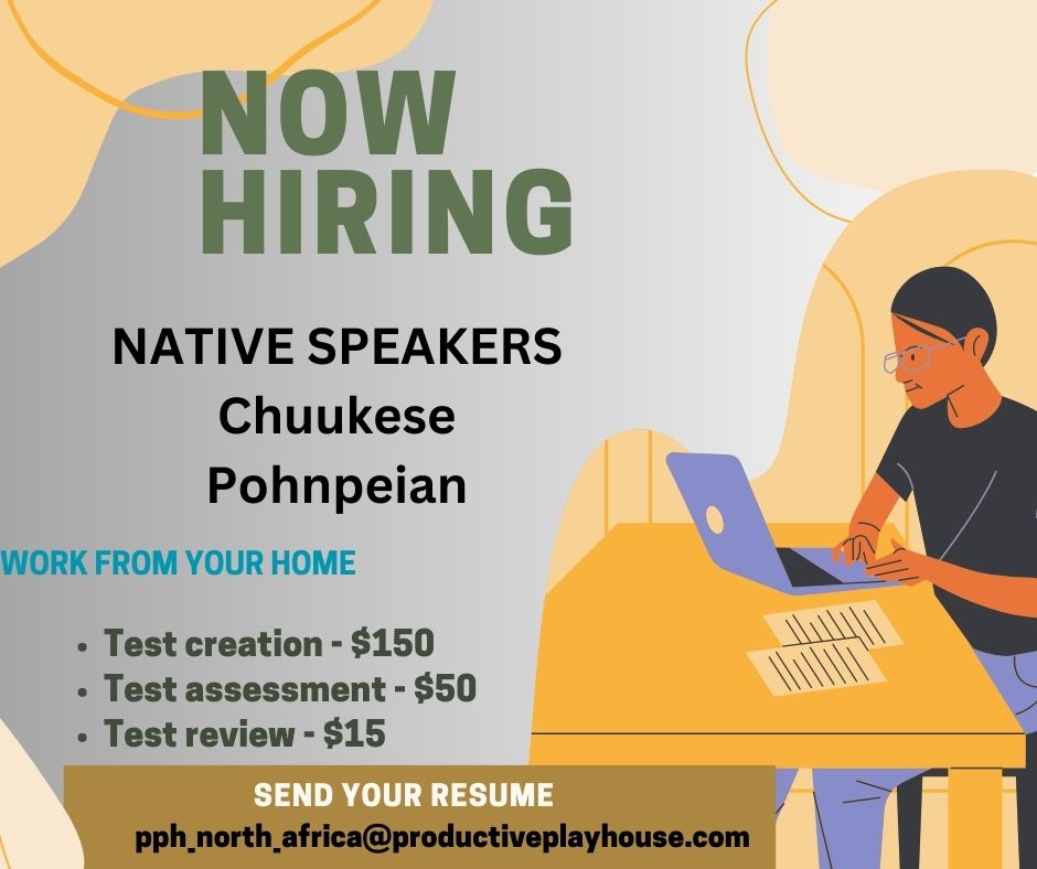 pph_south_asia's tweet image. #transcriber #Chuukese #pohnpeian #micronesia #jobalert #jobalerts #remotejobs #chuuk #carolineisland #caroline #linguist #linguists #linguistic #linguistics #transcriptionist #transcriptionservices #translation #translators #jobhiring #language #job #micronesian #papuanewguinea