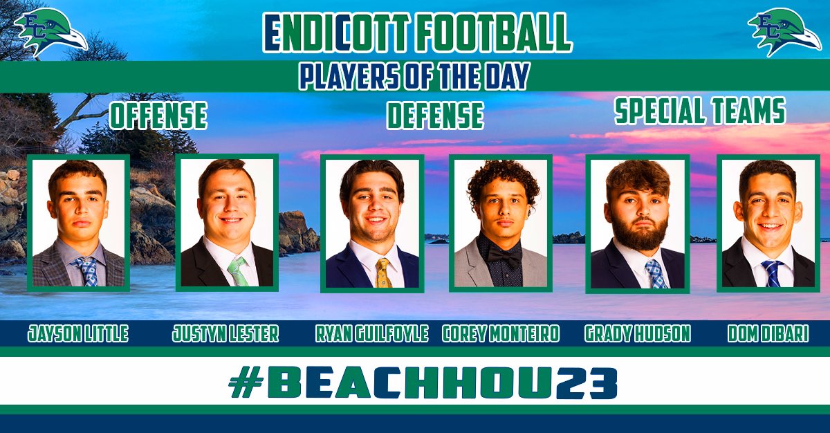 EndicottFB's tweet photo. Congratulations to our “Players of the Day,” from Practice 2️⃣‼️

#BeachBall 🏈🐦🏖️
#BeachHou23 🌊 https://t.co/yhgH7aG4cI