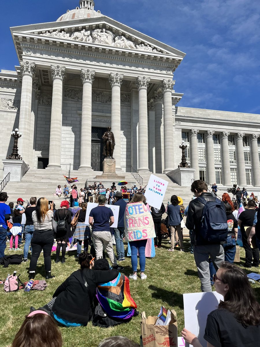 The rally to #ProtectTransKids #protecttranslives may be over but the fight continues. Today we came together in love and showed that hate isn’t tolerated in #Missouri #moleg