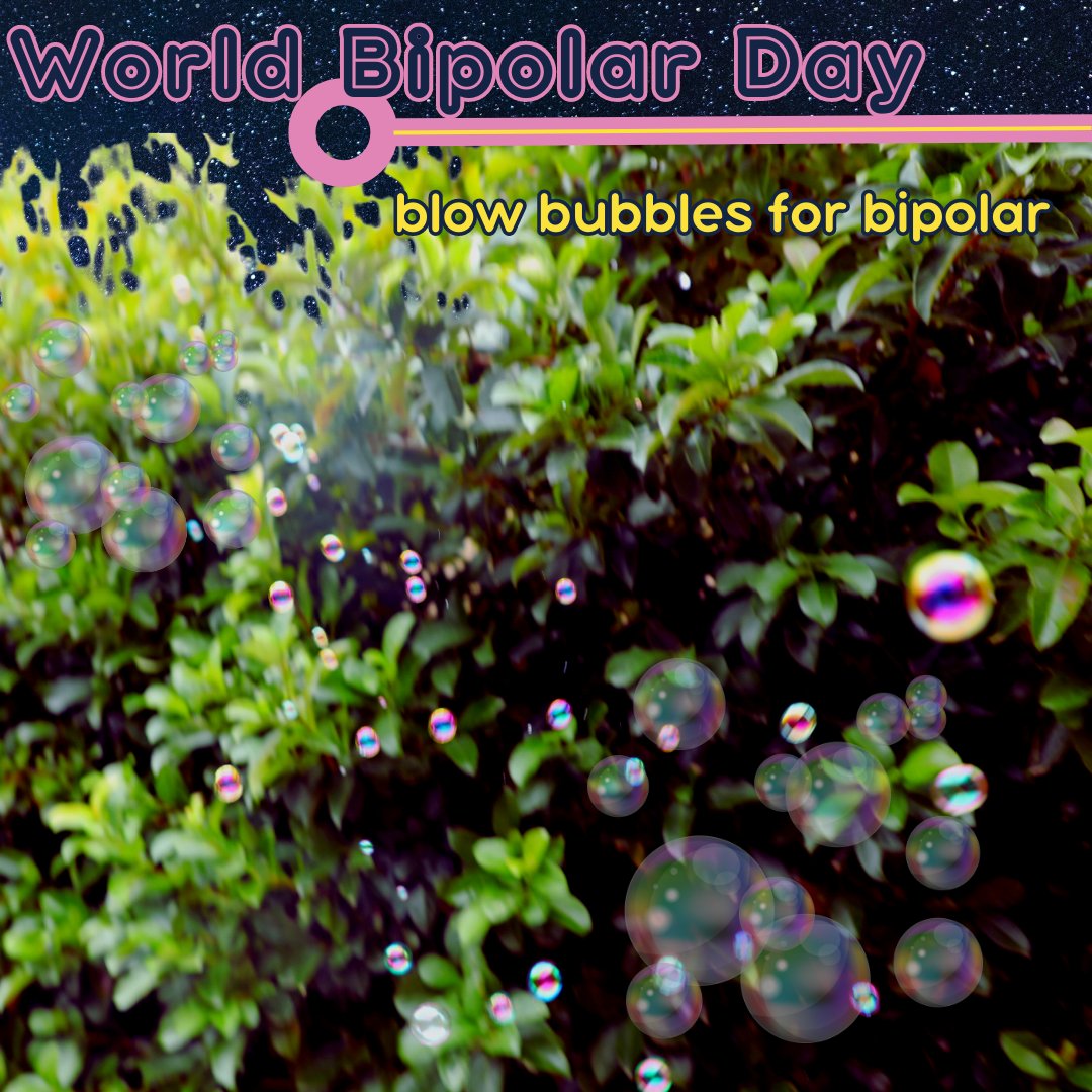 AUMentalHealth's tweet photo. World Bipolar Day is marked on March 30 to celebrate the birthday of Vincent Van Gogh.

Our wonderful member organisation, @BipolarAus asks us to Blow Bubbles for Bipolar.

#WorldBipolarDay #BipolarBubbles https://t.co/ppiPfYuNJ5