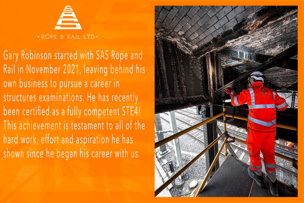 SASRopeandRail's tweet photo. We would like to congratulate our very own Gary Robinson for becoming a fully qualified STE4 examiner. This achievement is testament to all of the hard work, effort and aspiration he has shown since he began his career with us.

#structuresexaminer #exam #STE4 #examinations https://t.co/184ZPMBFin