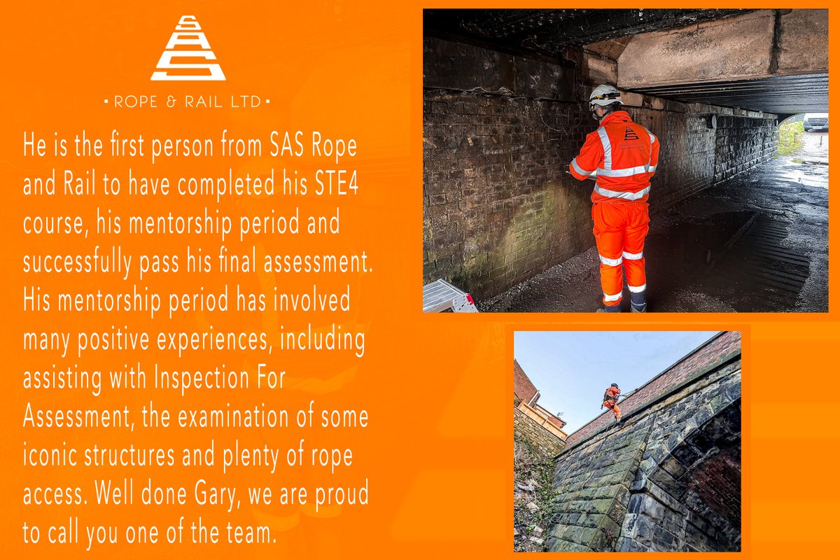 SASRopeandRail's tweet photo. We would like to congratulate our very own Gary Robinson for becoming a fully qualified STE4 examiner. This achievement is testament to all of the hard work, effort and aspiration he has shown since he began his career with us.

#structuresexaminer #exam #STE4 #examinations https://t.co/184ZPMBFin