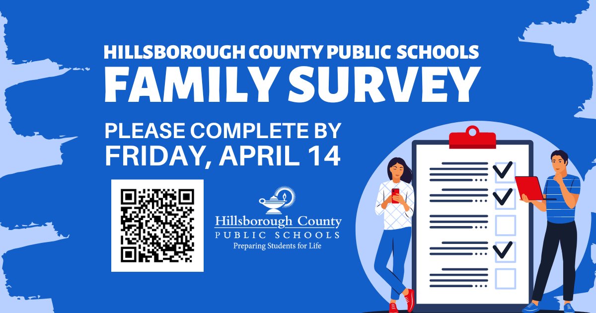 DON'T FORGET! Our Family Survey is open through April 14. Please take a moment to share your feedback to help our schools improve communication, academic programming, and overall experience for you and your learner.

To fill out the survey, visit bit.ly/3FLTUhq.