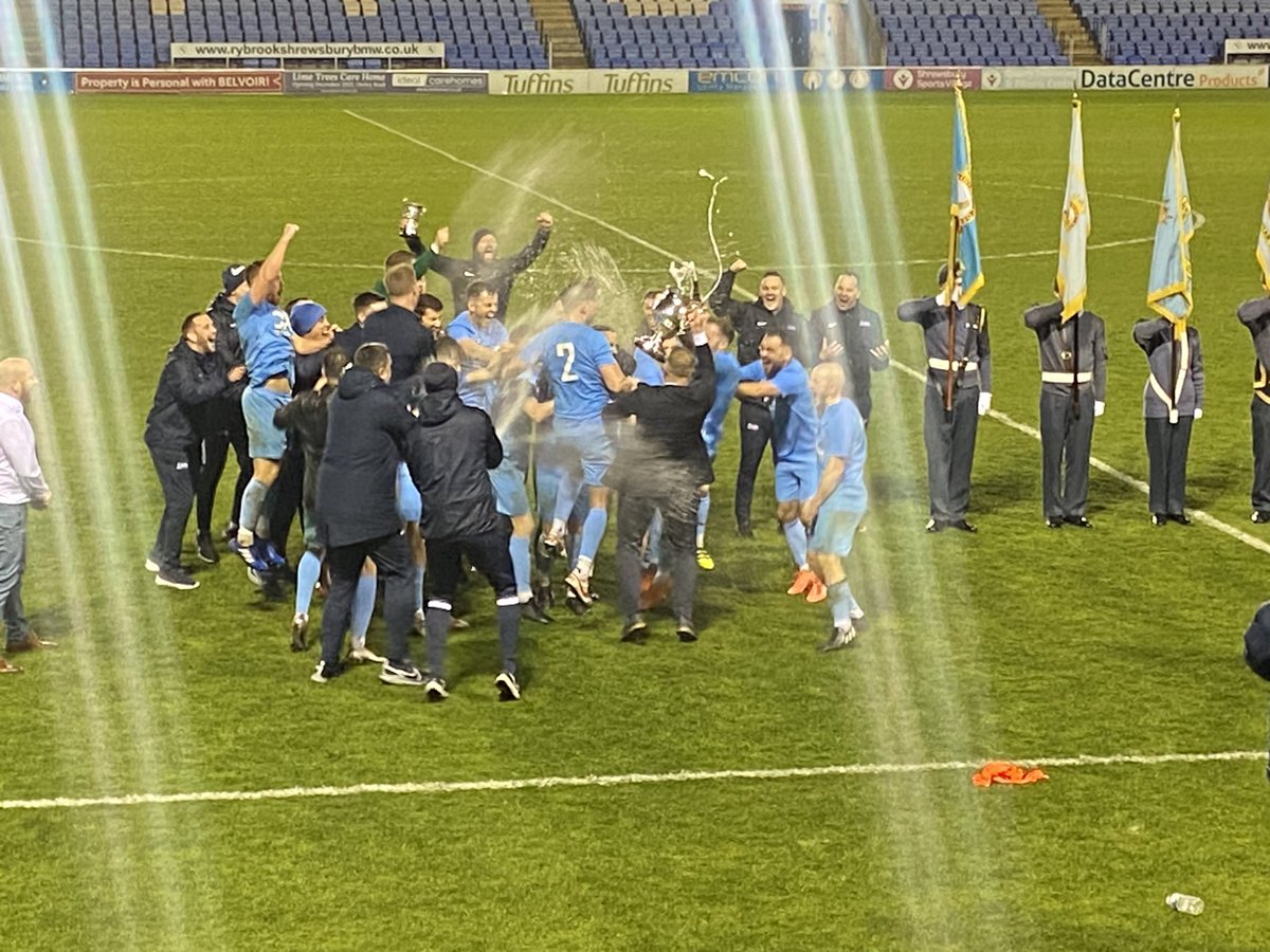 RAFRegimentFC's tweet photo. Well done @RAFSRT for retaining the Inter Services trophy tonight! Fantastic game and result. Great to see @RAFRegimentFC striker @M01Campbell captaining the side and midfielder Aaron Eyett getting on the score sheet as well. Well done lads Per Ardua 👏🏆 https://t.co/vyKaqxAj3U