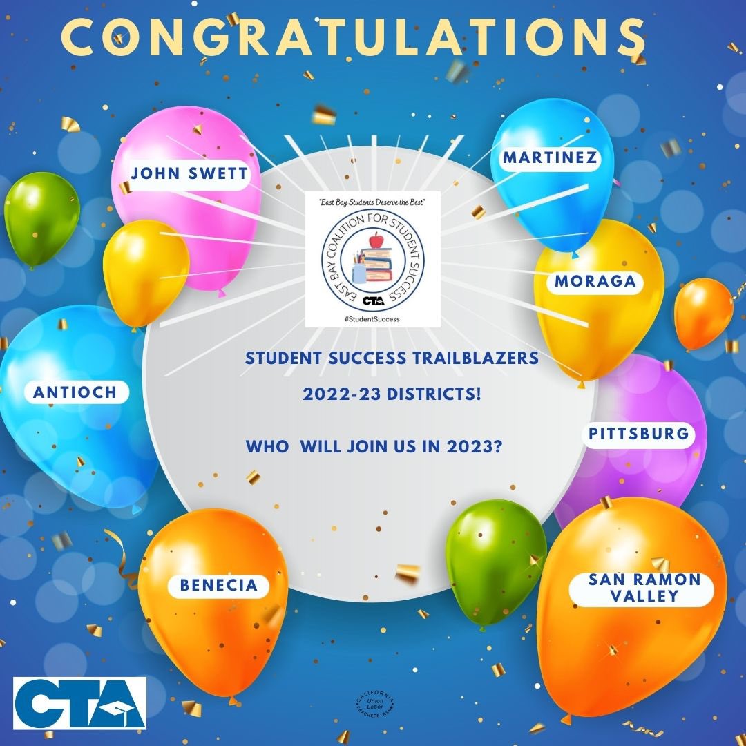 <a href="/SRVEA/">San Ramon Valley EA</a> vice president <a href="/MelindaDaly/">MJD</a> is fighting for #StudentSuccess in our East Bay Coalition for Student Success! <a href="/WeAreCTA/">California Teachers Association</a> <a href="/SRVUSD1/">SRVUSD</a> <a href="/DublinUSD/">Dublin Unified School District</a> <a href="/nbcbayarea/">NBC Bay Area</a> <a href="/kron4news/">KRON4 News</a> <a href="/EastBayTimes/">East Bay Times</a> <a href="/EdSource/">EdSource</a>