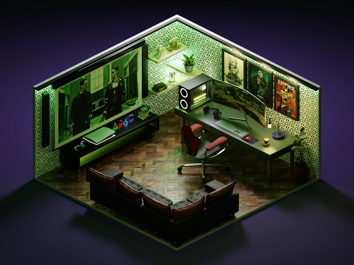 mammalhandss's tweet image. Gaming Room/made w Blender #3db
