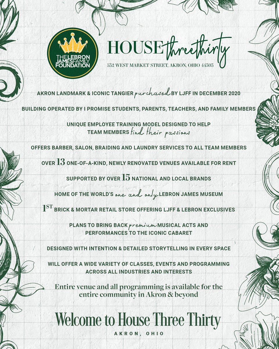 After two years of top to bottom renovation, our largest project yet debuts tomorrow here in beautiful Akron, Ohio. 

Welcome to House Three Thirty! Our innovative, multi-use space for I Promise families, the entire Akron community, and visitors from all over the world. 💚