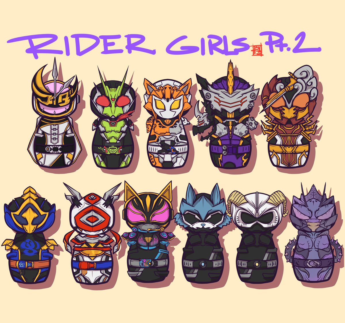 BY13x's tweet photo. Raidā Kokeshi Girls Series!
Full sheets of Kokeshi Girls!

#art #doodle #drawing #fanart #kokeshi #こけし #kamenrider #仮面ライダー #tokusatsu #特撮 #maskedrider https://t.co/AIWVv1MNaZ