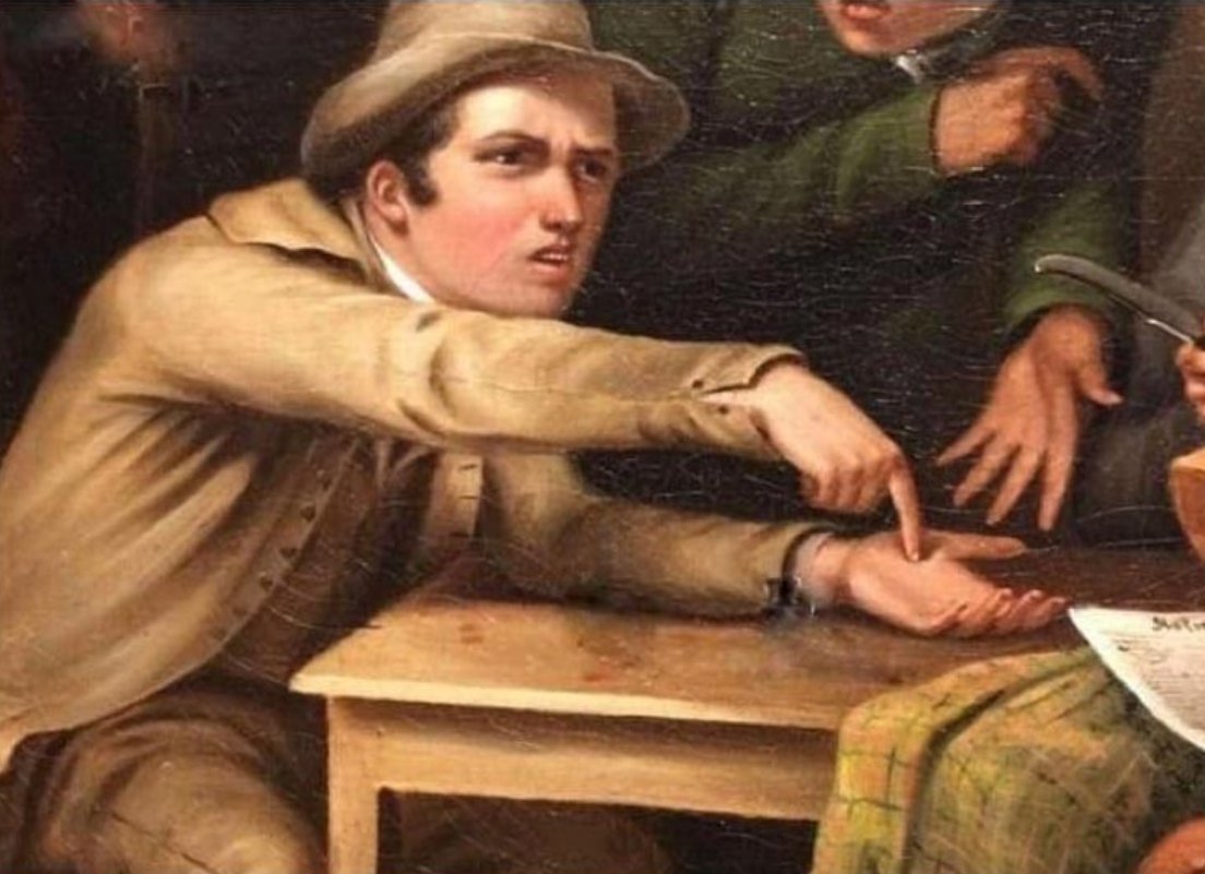 Obra: Desenvolvedor Pedindo para QA os Passos para Reproduzir o Bug.

Óleo em tela. Ano desconhecido