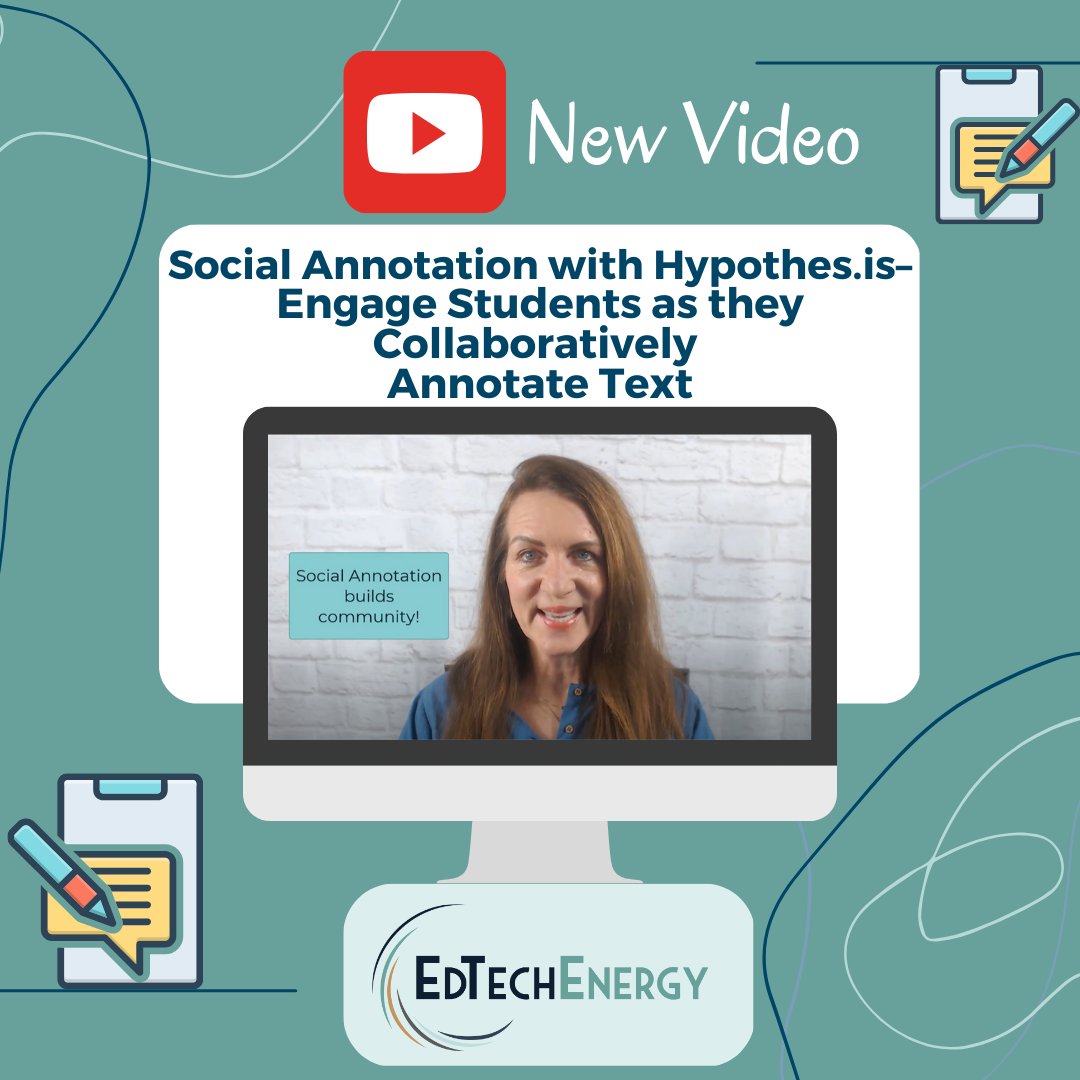 Click on my EdTechEnergy YouTube channel video link youtu.be/XZt9ZY6KtJU and enjoy learning about this exciting and engaging deep thinking experience in your students' learning. + 24pg FREE Teacher Guide #TEACHers #teachersoftwitter #socialannotation @hypothes_is