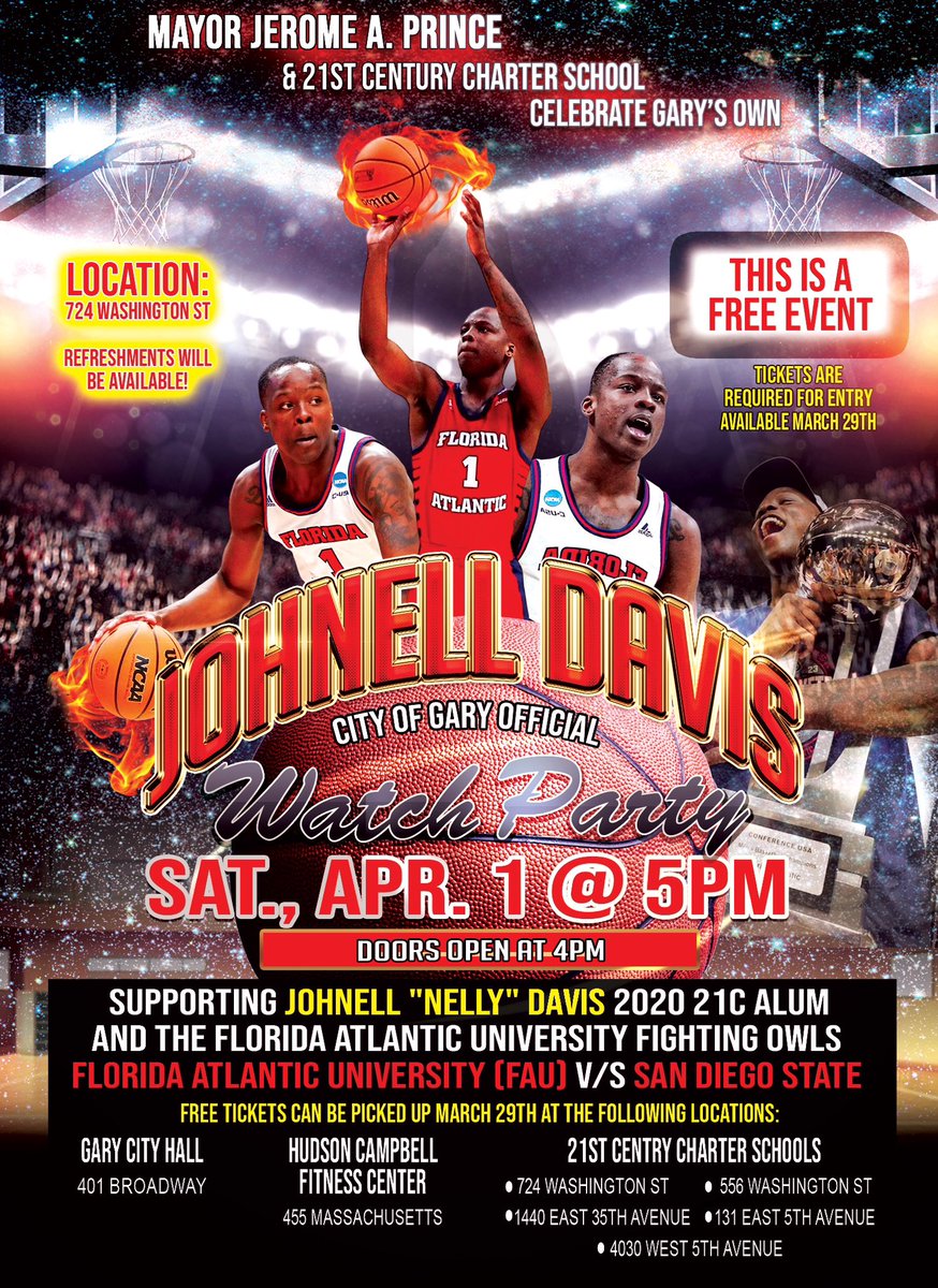 Join us as we cheer for Gary’s own #JohnellDavis of the <a href="/FloridaAtlantic/">Florida Atlantic University</a>  Fighting Owls! #MarchMadness #FinalFour