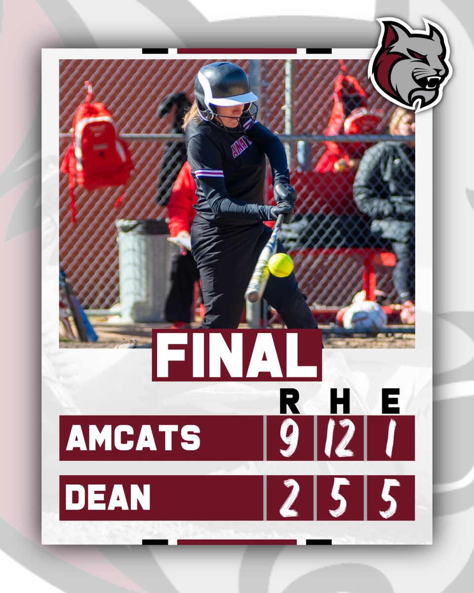 🥎AMCATS WIN🥎

Softball splits with the Dean College Bulldogs winning game two of todays doubleheader 9-2!

Box Score:
ow.ly/zf0W50Nvr1H
