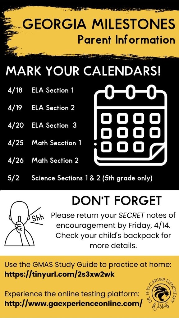 Georgia Milestones testing is just around the corner. Here are a few ways you can help your child do their best on the test! #WeAreCarver