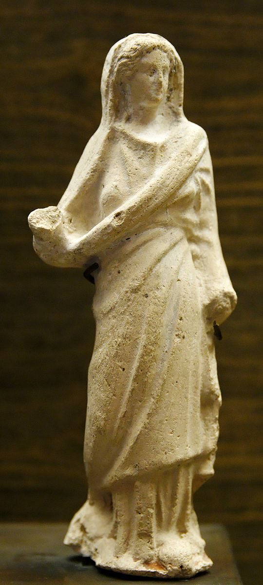 Statuette representing a Lagid queen, perhaps Queen of Ptolemaic Egypt Arsinoe III (246/245 BC–204 BC). She was the first Ptolemaic queen to bear her brother's child. Arsinoe and her spouse Ptolemy IV were loved and well respected by the Egyptian public.