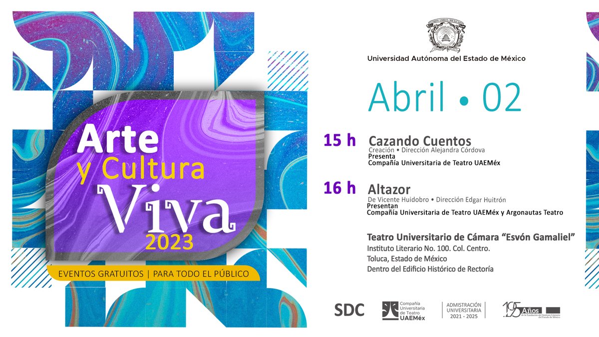 CUTUAEM's tweet photo. Sorpresas #CUTUAEMéx
Público Querido:
Nos complace anunciar que ya no son una, sino dos obras 😱, ya que ampliamos el horario de nuestro programa permanente:
🎭 "𝓐𝓻𝓽𝓮 𝔂 𝓒𝓾𝓵𝓽𝓾𝓻𝓪 𝓥𝓲𝓿𝓪"
🗣️Funciones 15:00 y 16:00 hrs.
Teatro Universitario de Cámara “Esvón Gamaliel” https://t.co/mZAfRSmnLp