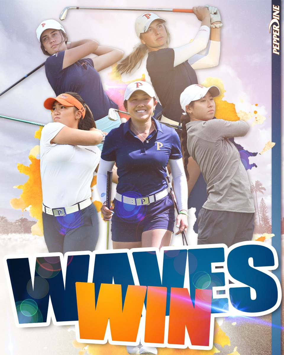 PepperdineWGOLF's tweet photo. WAVES WIN! 

Pepperdine stays consistent in the third and final round, finishing -3 today. 

The Waves shot 18-under throughout three rounds, commanding the tourney win by 7-strokes! 

Reese Guzman and Lion Higo both tied for 5th (-7) to lead the Waves!

#WavesUp https://t.co/Uu3gJZ7ghF