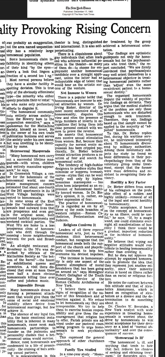 Homonotqueer's tweet photo. the new york times in 1963.
someone trans or intersex or asexual or 'queer' or 'plus' receive this treatment nowadays by media, government, police, corporations, churches or doctors?
#gayprivilege #transgenocide #whitecis https://t.co/U5oFb153ju