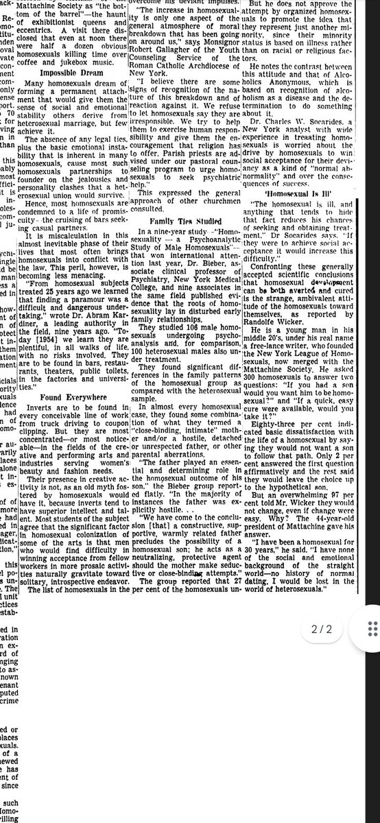 Homonotqueer's tweet photo. the new york times in 1963.
someone trans or intersex or asexual or 'queer' or 'plus' receive this treatment nowadays by media, government, police, corporations, churches or doctors?
#gayprivilege #transgenocide #whitecis https://t.co/U5oFb153ju
