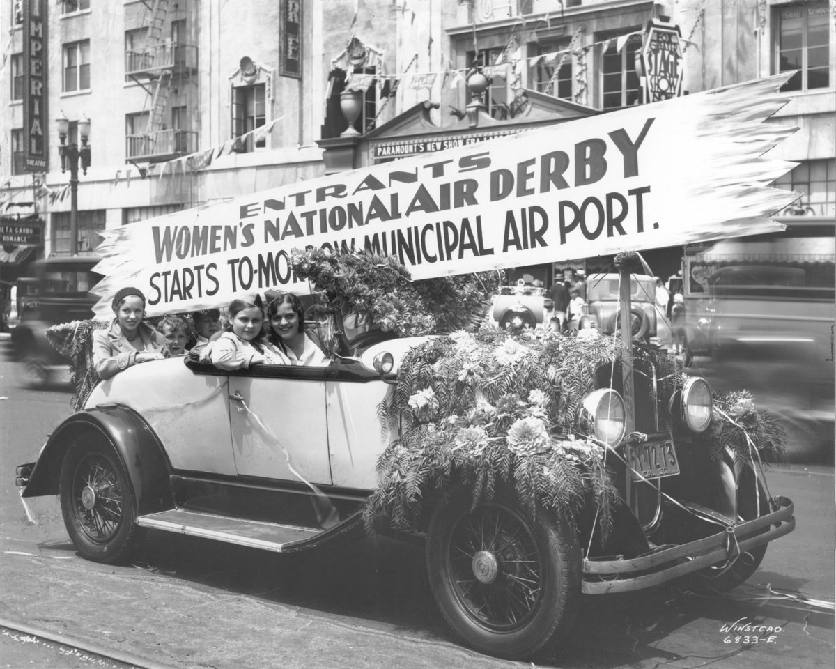 LGBAirport's tweet photo. On August 17, 1930, the second Women's Air Derby took off from Long Beach Airport on the first lap of the national nine-day race to Chicago. Gladys O'Donnell, a 26-year-old Long Beach pilot, won first place! #WomensHistoryMonth #LBHistory https://t.co/jDwm2QsP4J
