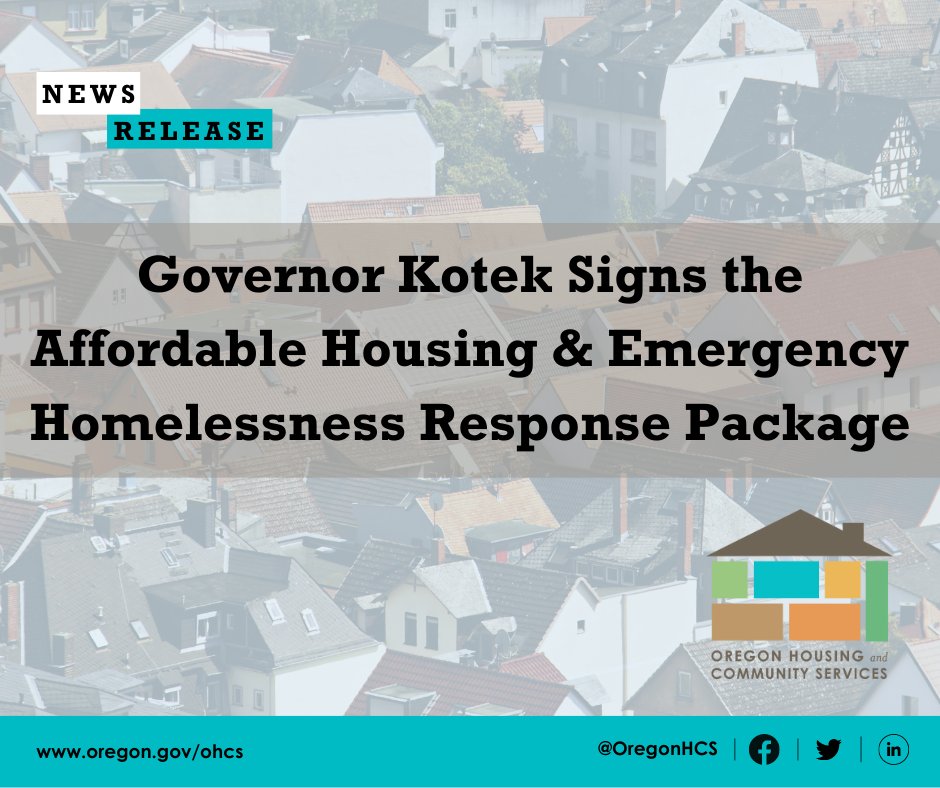 OregonHCS's tweet photo. #HousingNews: 🏡📰 We are thrilled to announce that Gov. Kotek has signed House Bills 2001 &amp; 5019 into law! At #OHCS we want to uplift these bold steps to address housing needs and to ensure all #Oregonians have access to #affordabehouing. 

To read more: https://t.co/5Dv9uqVZnk https://t.co/3zixMyqu6o