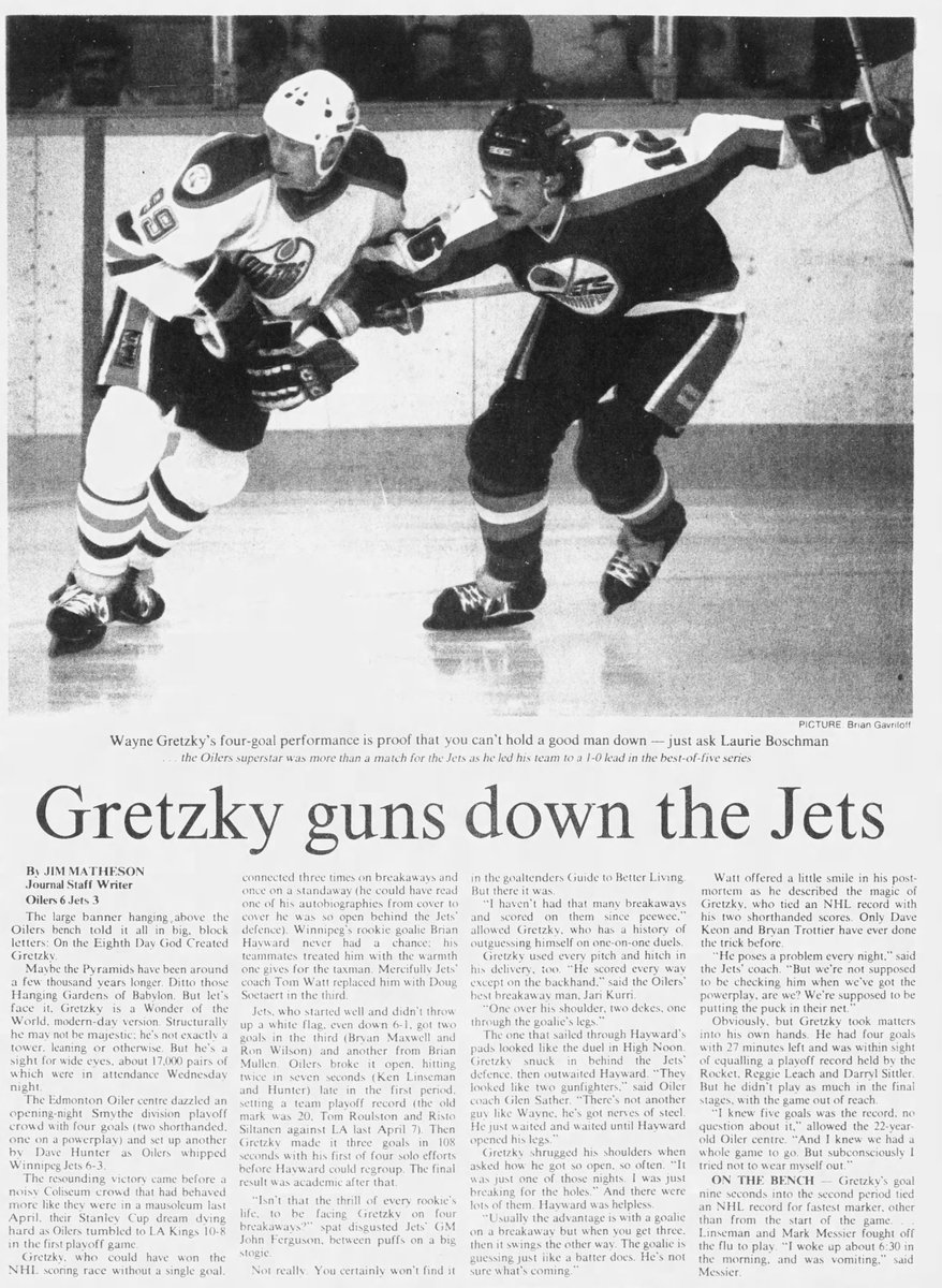1983 Oilers Day by Day on Twitter "Gretzky dazzled on playoff opening