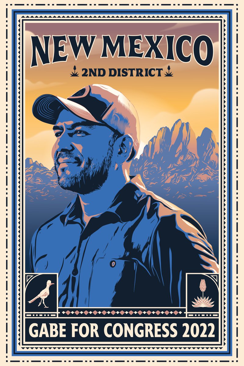 FOGLAMPdigital's tweet photo. In the flight to flip NM-02 π΅, we worked with @Gabe_NM's team raise $$ with compelling merch.
We created a poster referencing NMβs artistic culture, stunning landscapes, and natural resources, while building contrast with his MAGA opponent.
https://t.co/D4XbBaXQ1O
#Reeds23 https://t.co/smHS9Cy1p6