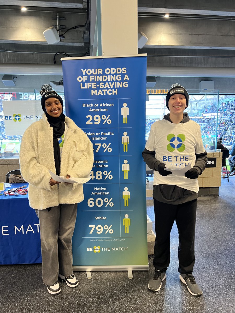 nmdp_org's tweet photo. Great turnout at this weekend's @MNUFC match! Thanks to everyone who made #swabgoals just as exciting as the goals on the pitch. We're grateful for your support to grow the registry of potential lifesavers. 💙⚽ #BeTheMatch https://t.co/gBM2ac8nED