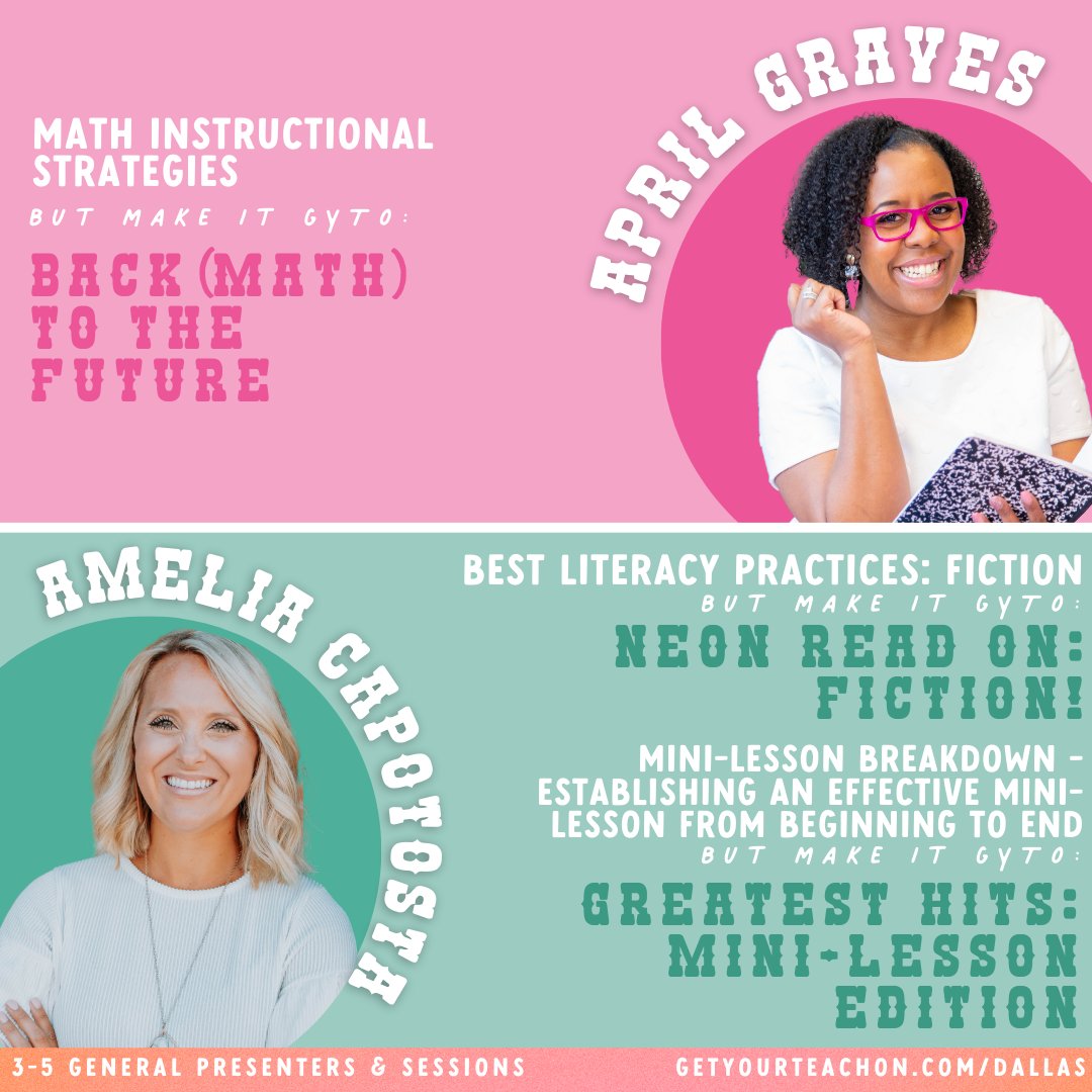 getyourteachon's tweet photo. Swipe βοΈ to discover your 2023 #GYTOxDallas 3rd, 4th, and 5th presenters & grade level sessions!
#getyourteachon #GTYOxDallas #GYTOxNationals #thirdgradetribe #thirdgradetacher #thirdgradeteachers #thirdgraderocks #thirdgradeclassroom #iteachthird #fourthgradeteacher https://t.co/AjZa6CLfZq