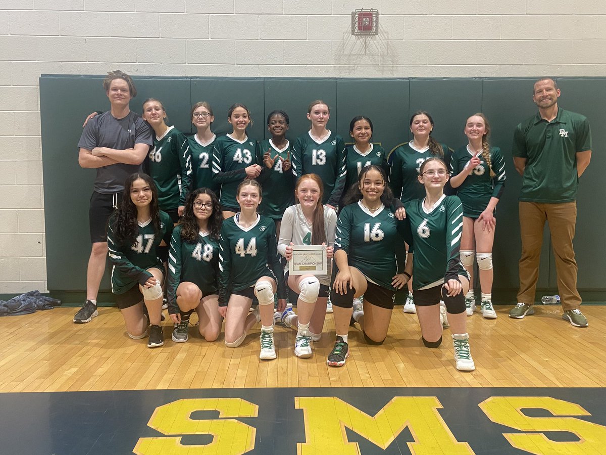 NVJL CHAMPIONS! Congratulations to the 7th and 8th grade girls volleyball teams. Great job by both players and coaches. #DMMSPride #back2back <a href="/matt_roarkm/">Matt Roark</a> <a href="/JH_VOLLEYBALL/">JHHS Volleyball</a>