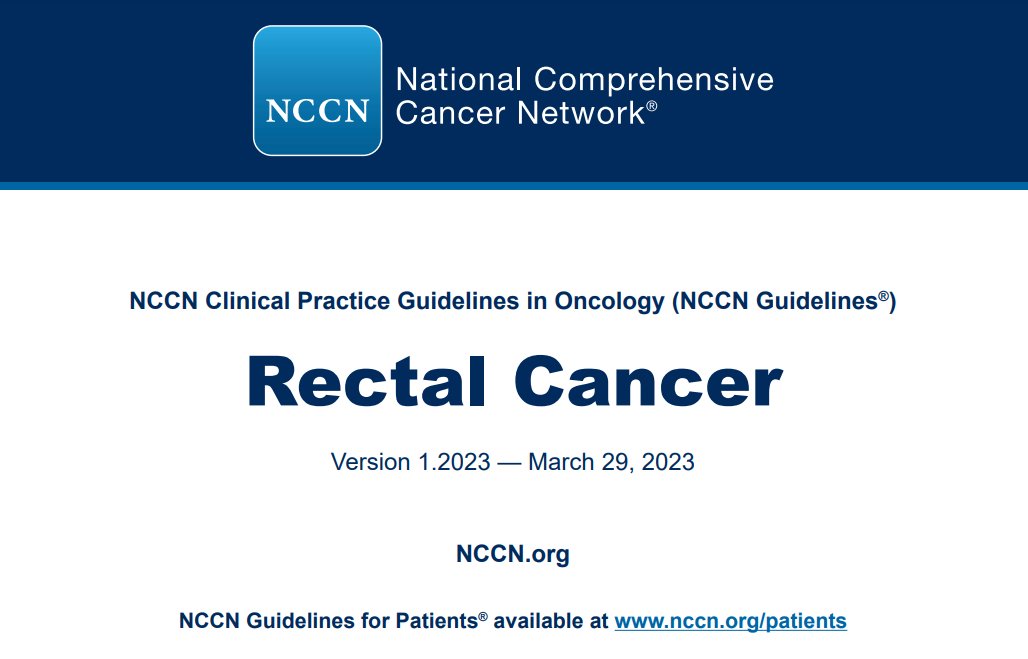 The new 2023 @NCCN guidelines for #RectalCancer were just released & address several VERY important topics: -Watch-and-wait/organ preservation -Total Neoadjuvant Therapy -Immunotherapy for MMR-deficient cancers Exciting times! Props @sjnurkin & team! nccn.org/professionals/…