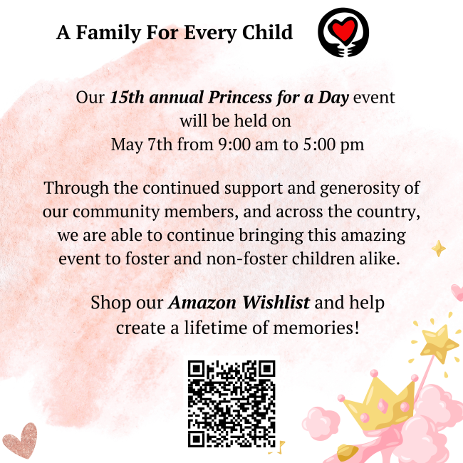Princess for a Day has been so important for many, many children. We at AFFEC often hear how impactful this event has been for the youth who have participated in it. Shop our Amazon Wishlist and help us create positive memories that will last a lifetime!
conta.cc/3FXRXyD
